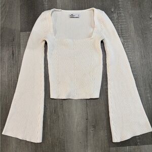 Hollister Cream Ribbed Square Neck Top